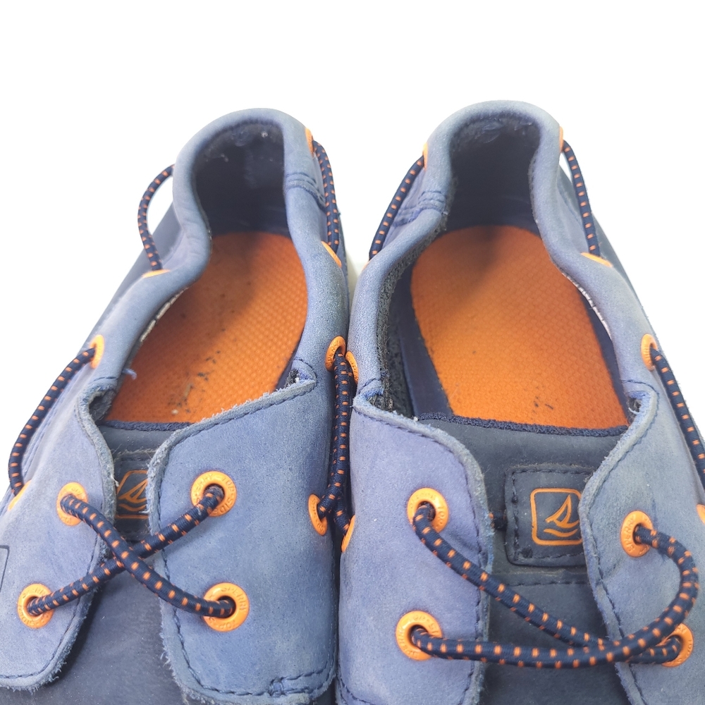 Sperry Top Sider Boys Boat Shoes Blue Leather Slip On Moccasin Shoes Size 3.5 Y - Picture 5 of 7